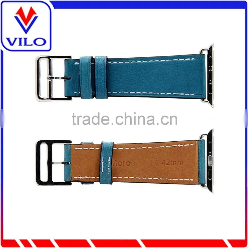 Genuine Leather Double Tour Replacement Watchband with Adapter Clasp for iWatch Apple Watch Band 38mm 42mm