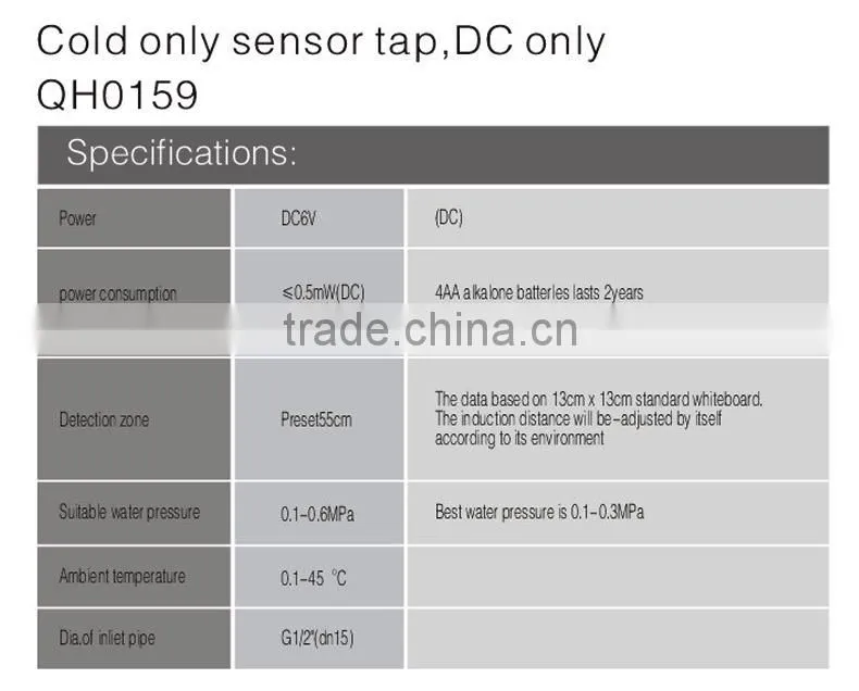In Wall Touchless Bathroom Sensor Tap Basin Faucet Sensor (QH0159)