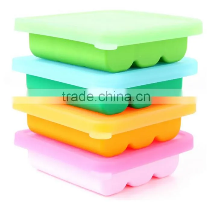 BPA Free Blocks Silicone Baby Food Tray and Breast Milk Storage Container