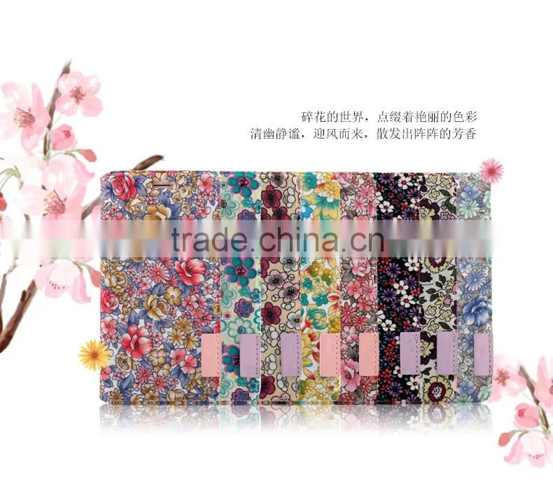 Lovely Floral Leather Case Flip Stand Phone Case With Card Slots For iPhone 6S