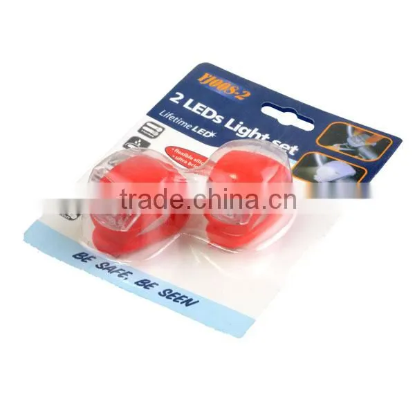 2 LED Colorful Bike Lights LED Silicone Front & Rear Warning Light