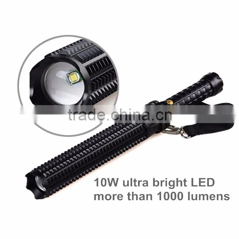 Rechargeable Expandable Bat Torch Light Strobe XML T6 LED 1000 Lumens Self Defense Flashlight