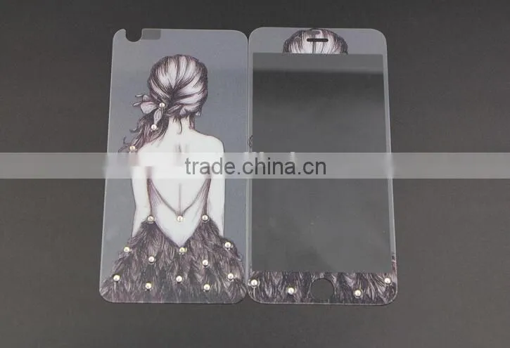 Fashion mobile phone accessories diamond tempered glass screen protector for iPhone 6
