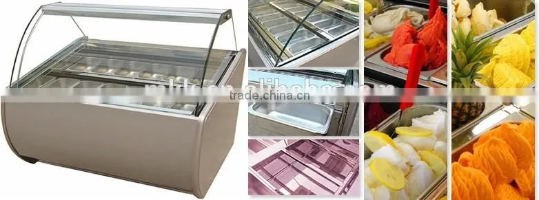 6plates sorvete display showcase/icecream display freezer/ice cream display refrigerator