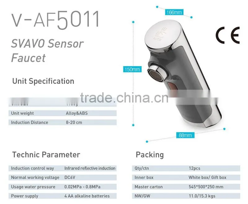 Hot sale! AA battery hotel water faucet, Refined pure alloy faucet V-AF5011