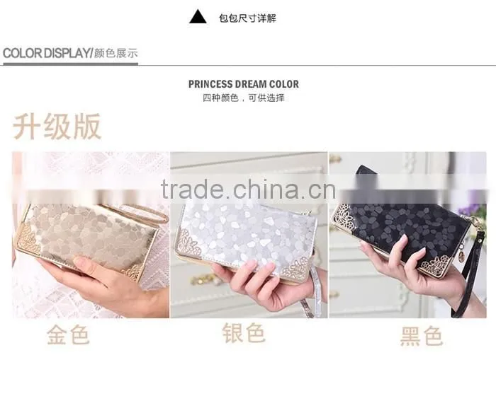 Elegant PU Leather Woman Bling Wallet Laides Latest handbag Purse