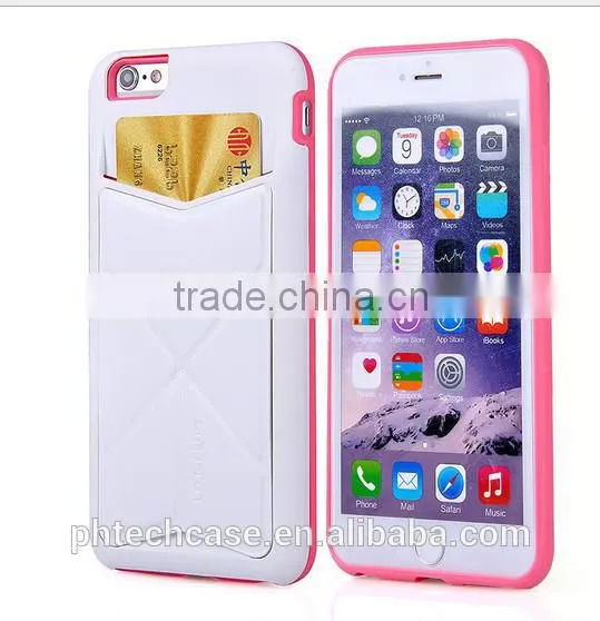 New Design for iPhone 6 Back Cover Leather Case with Card Slot, Card Slot Back cover case