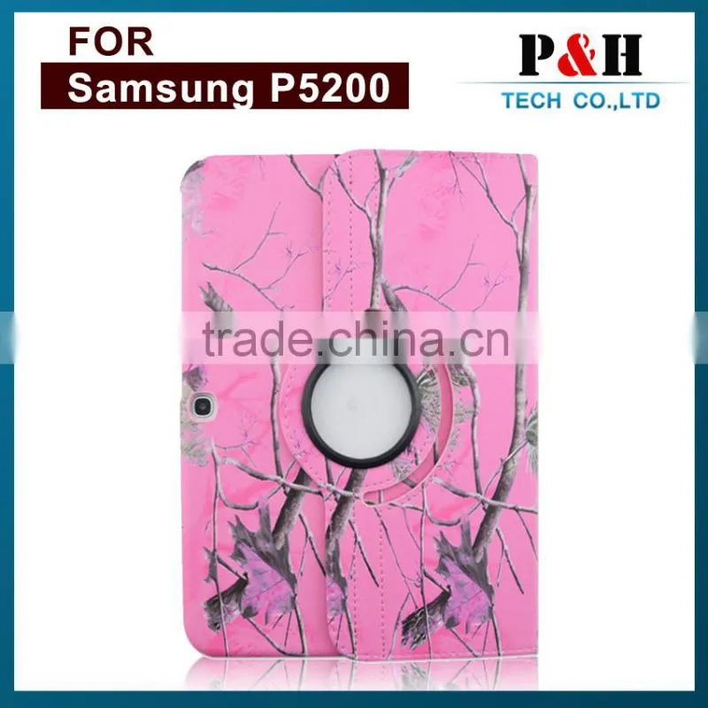 Hot sell leather 360 degree rotation tablet case for samsung P5200