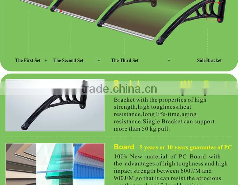 Plastic frame Polycarbonate Rain tent awning for windows