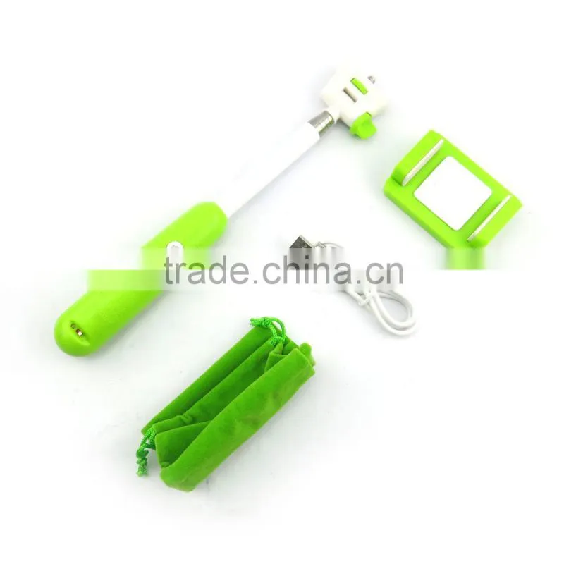 NEW ARRIVALS 2015 Bluetooth selfie stick with Stainless spiral sleeve