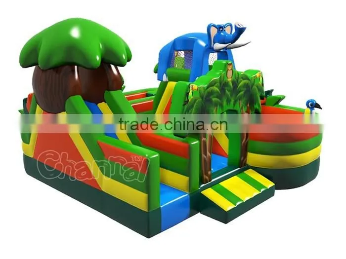 High PVC quality inflatable Jungle slide obstacle course for sale, inflatable kids obstacle playground