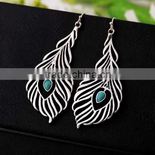 industrial jewelry vintage peacock design shaped feather earring
