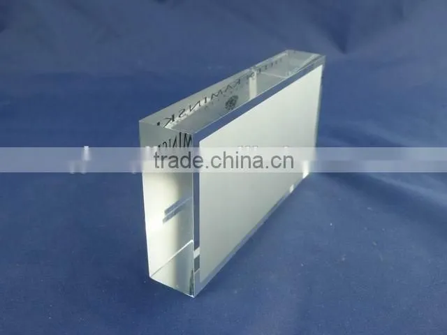 High quality solid acrylic block, crystal glass block with logo