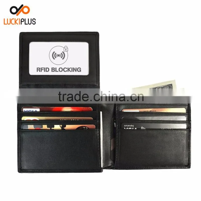 Luckiplus Leather RFID Blocking Leather Wallet for Men and Women Credit Card Protector