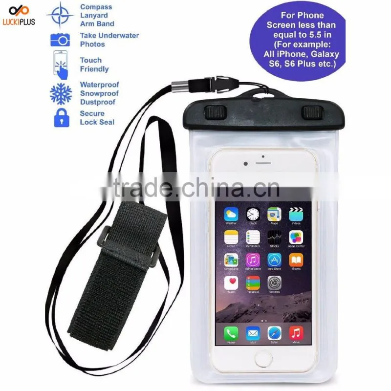 Luckiplus Travel Sport Swimming Phone Bag Waterproof, Snowproof, Dirtproof Case Bag for Phone Orange