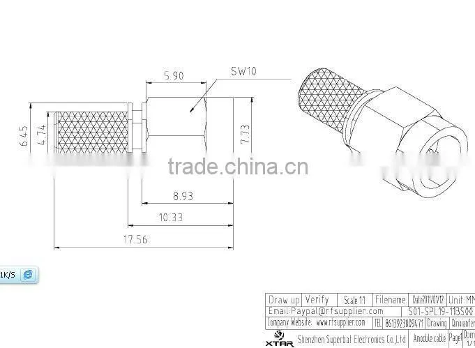 rp sma-male crimp electrical socket rf coaxial cable connector