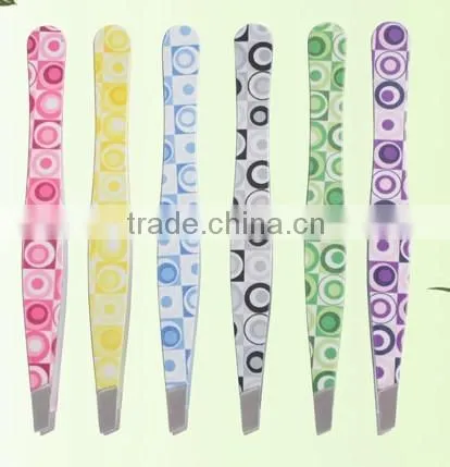 MJ-82 stainless steel slanted tip beauty pattern tweezers for eyebrows