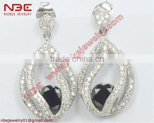wholesale silver jewelry, micro pave setting silver earring, 2012 fashion earrings