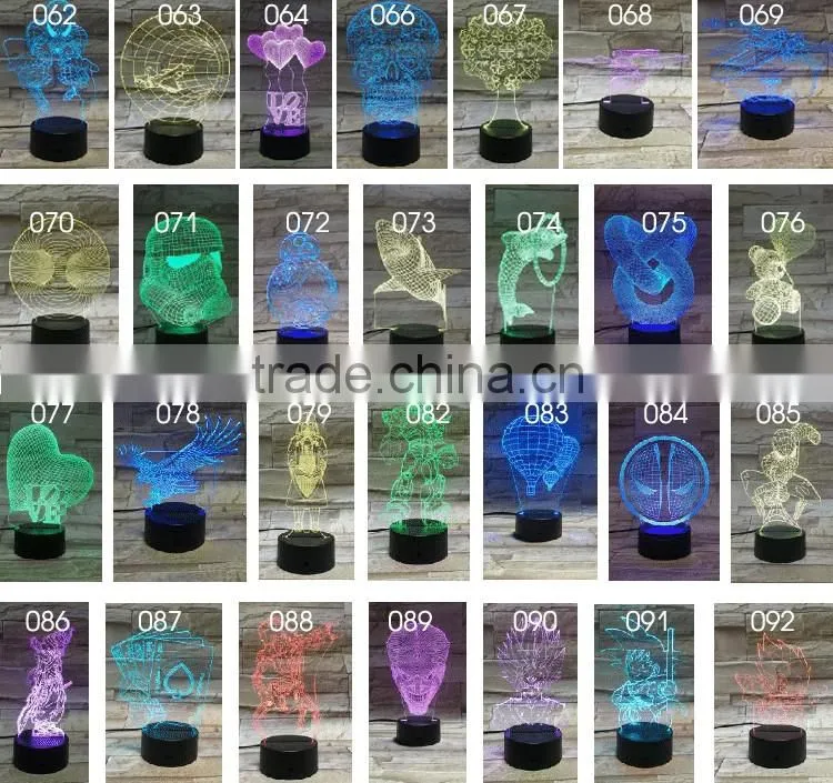 3D Optical Night Light Horse 7 RGB Light Colors 10 LEDs AA Battery or DC 5V Mixed Lot
