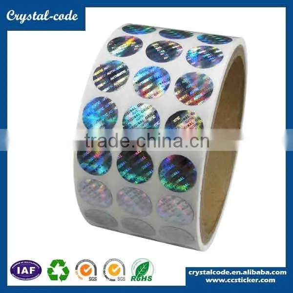 Polyester material round laser hologram self adhesive security VOID hologram label for sealing