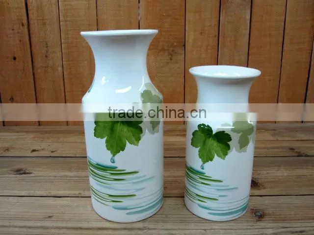Household Ceramic Teapot with Green Leaves Decal