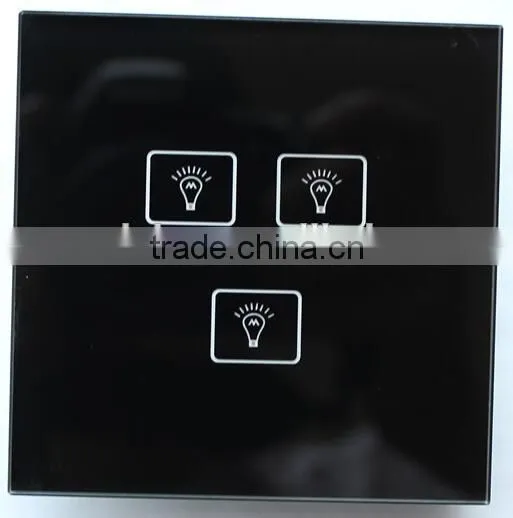 New design HY302HD 2 gang top quality glass screen wall touch switch with indicator light