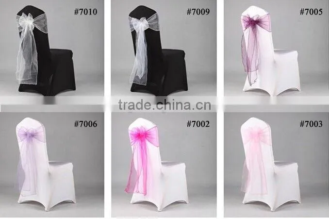 5% discount! Plain dyed organza chair sash for wedding decoration