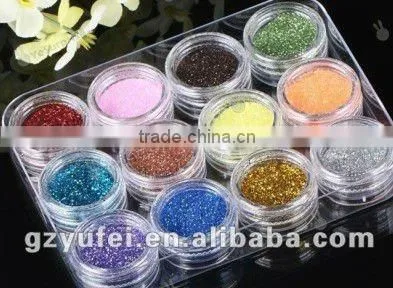 12 Colors Boxed Crushed coconut shell powder Nail Art Tip Decoration