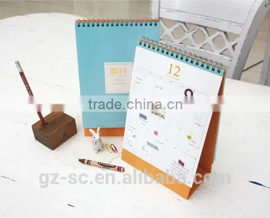 Colorful printable and custom shapeTable calendar 2014