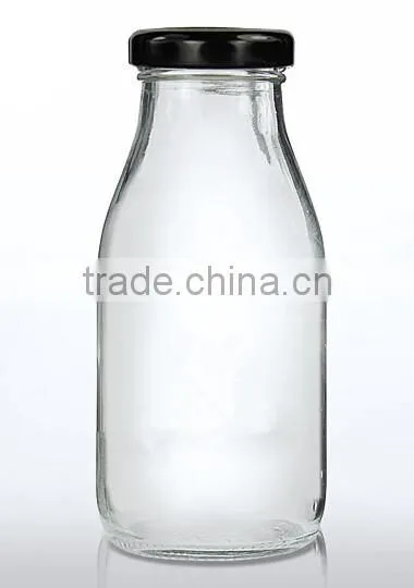 250ml beverage bottle with metal lug cap glass water bottle