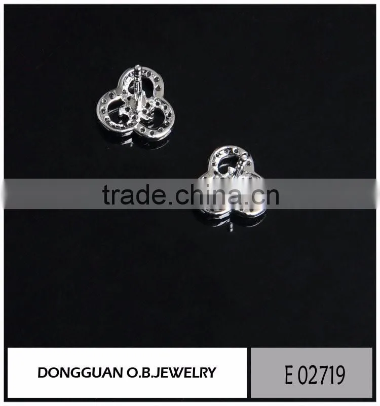 Fashion silver earring stud jewelry wholesale clear crystal stone handmade jewelry
