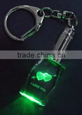 2016 New selling Crystal Led Lights Laser Logo Key Holders