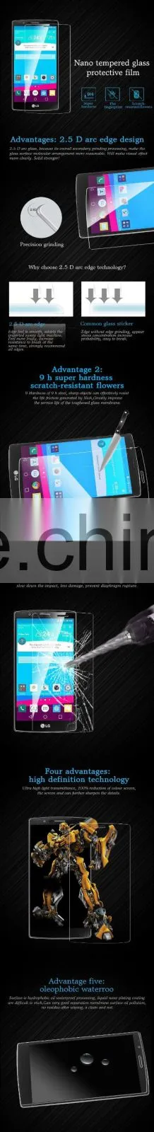 2016 NEW Product !! 0.2mm 9H Anti-Shock 2.5D tempered glass mobile screen protector for LG G5