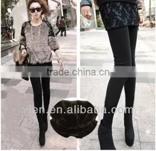 Tights Leggings With Designs On Legs , Pure Color Warm Leggings