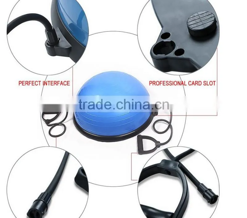 Yoga Fitness Ball Balance Trainer Balancing Ball Half With Resistance Band Inflator Pump Gym Trainer Ball