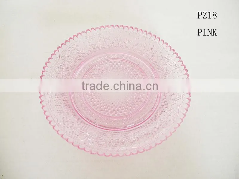 2016 embossed glass plate for dinner