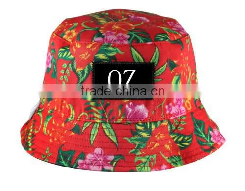 2014 streetwear flower bucket hat wholesale custom floral print bucket hat