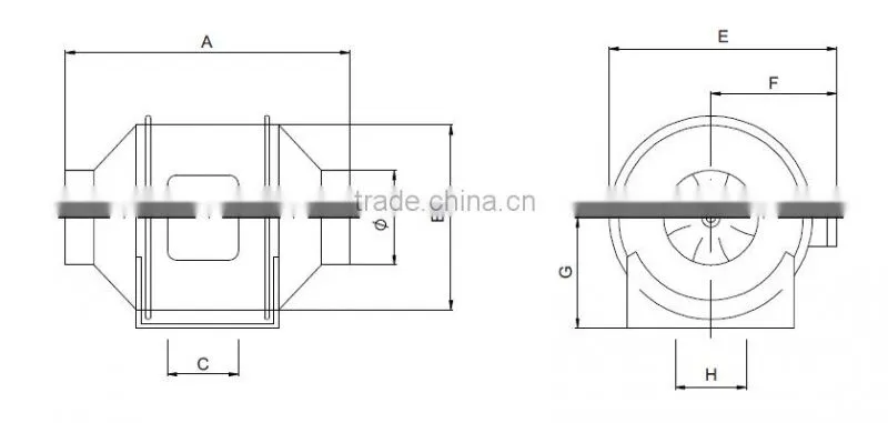 AC plastic mixed flow inline duct fan