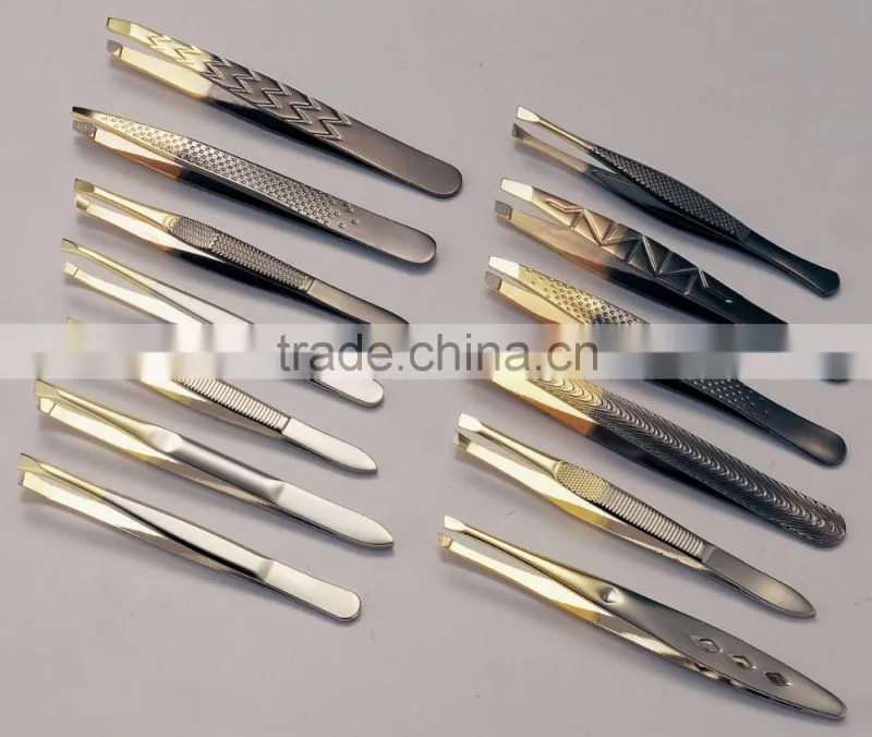 Durable 24K gold finish tweezers,gold beauty tools