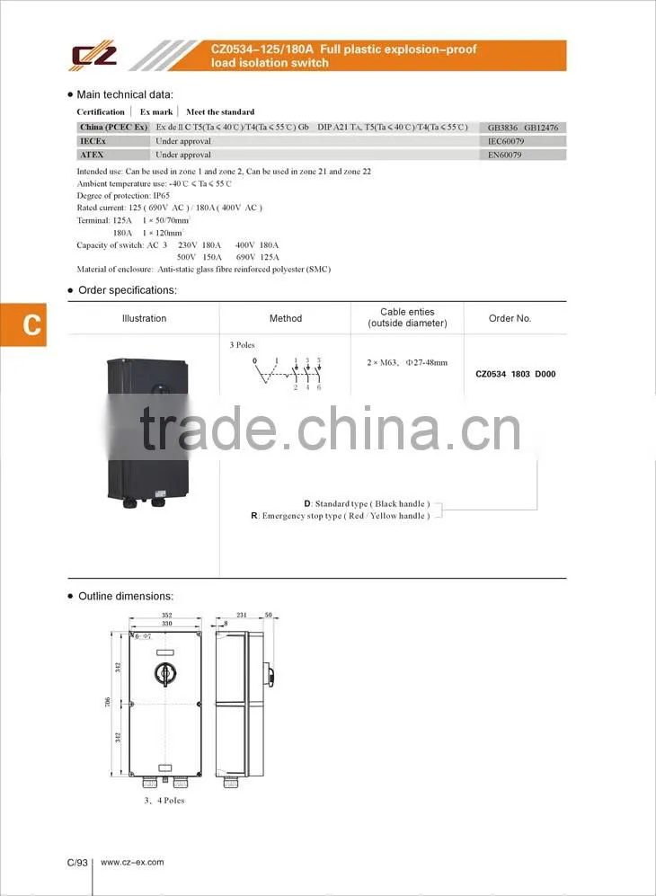 Hot sales IECEx & ATEX Explosion Proof Isolation Switch Box