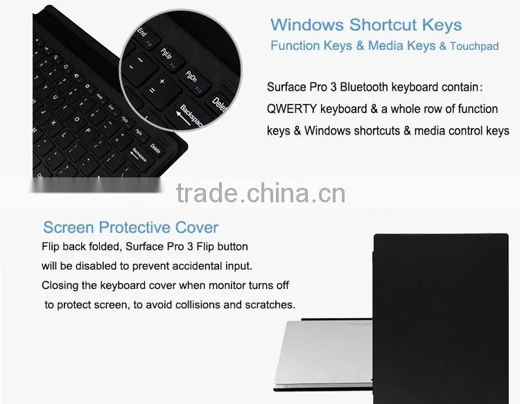For Surface Pro 3 wireless keyboard for tablet pc support Touchpad-MZ-1078