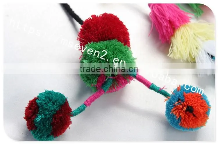 Hot selling colorful pom pom ball cotton tassel cord for decoration
