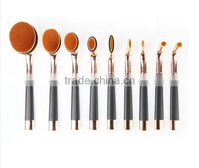 9pcs Smaller Mini Style Golf Toothbrush Makeup Brush Set / Oval Mini Golf Makeup Brush