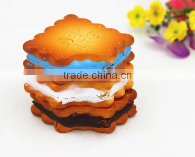 PU Cream One Bite Biscuits Miniature Fake Food For Dolls and Dollhouse Purse Keychains Decor-Yiwu sanqi crafts factory