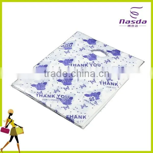 environmental D-cut handle cheap plastic shopping bag