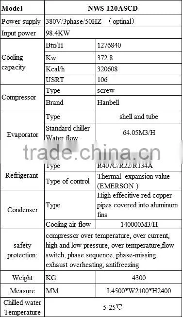 screw type air source water chiller central air conditioner
