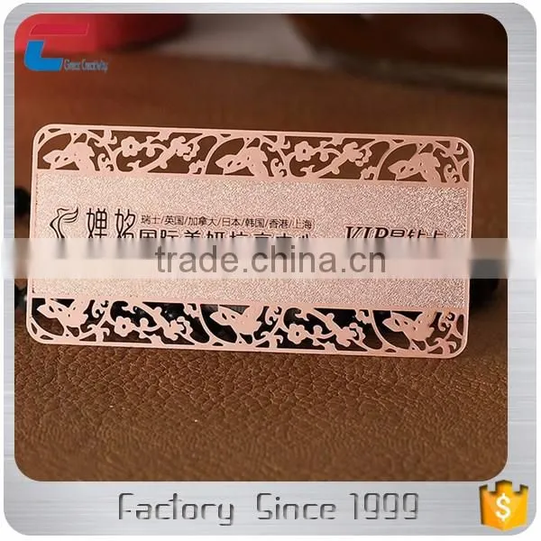 Good Quatity Custom Shading Debossed Rose Gold Metal VIP Dimond Card