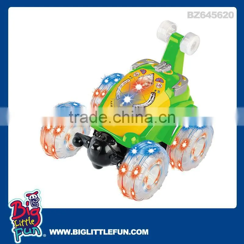 Flip stunt car remote control toy with flashing light