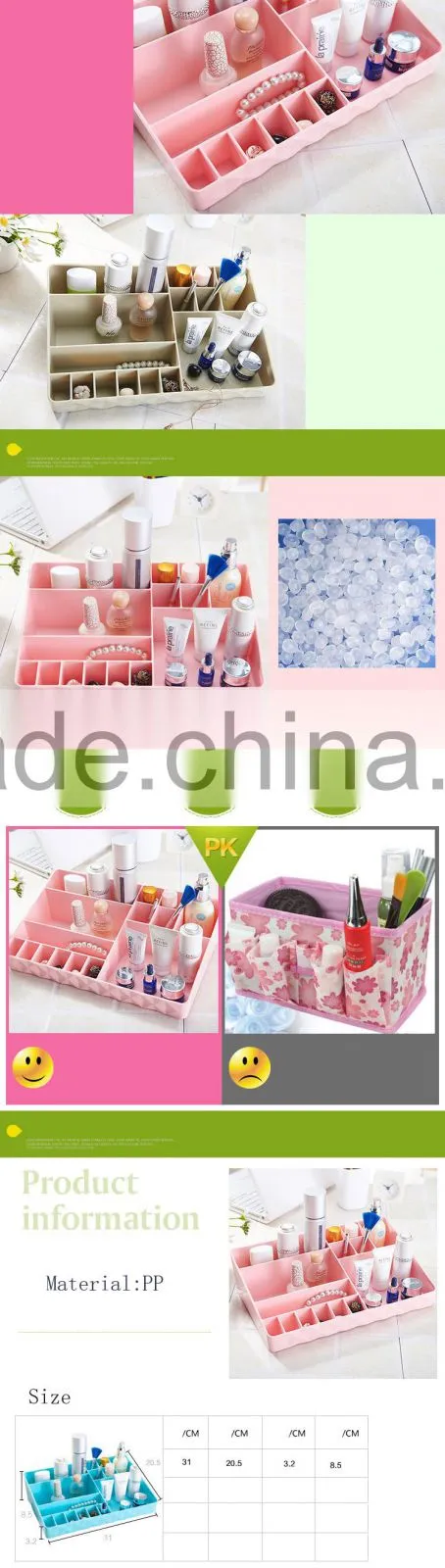 15 cells Make Up Organizer Sorting Box for Tidy Storage of Cosmetics