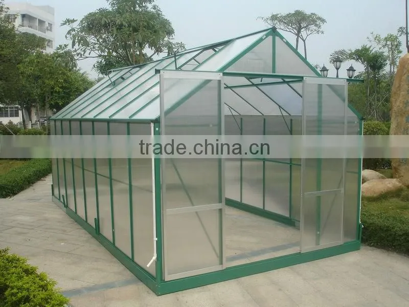 Outdoor garden 4mm PC sheet aluminum frame greenhouse for rose tomato seed